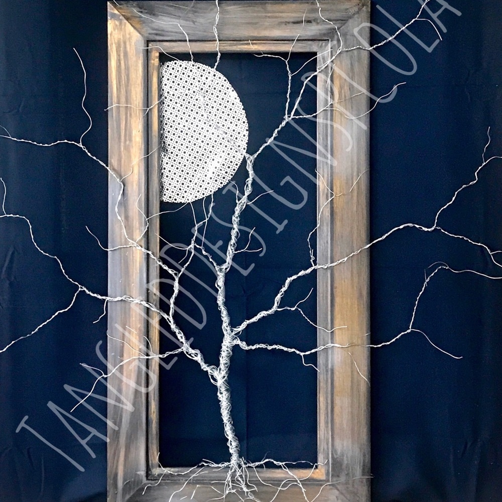 Framed Wire Tree with Full Moon